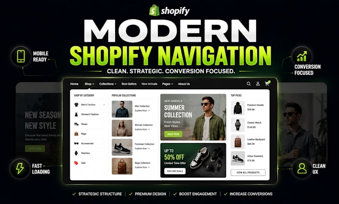 create premium shopify mega menu design
