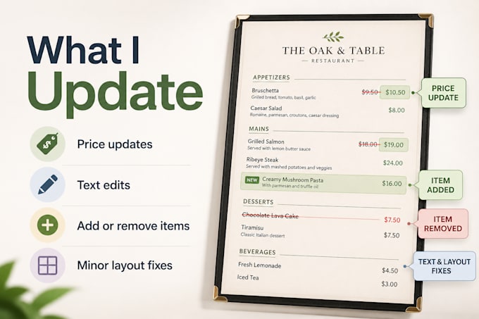 update your restaurant menu prices and items quickly