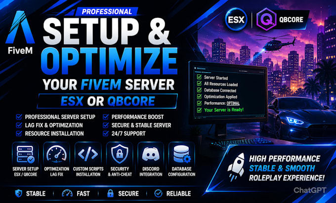 setup and optimize your fivem qbcore or esx server