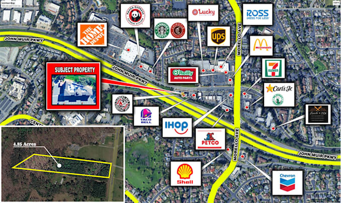 design retail trade aerial map with site arrow