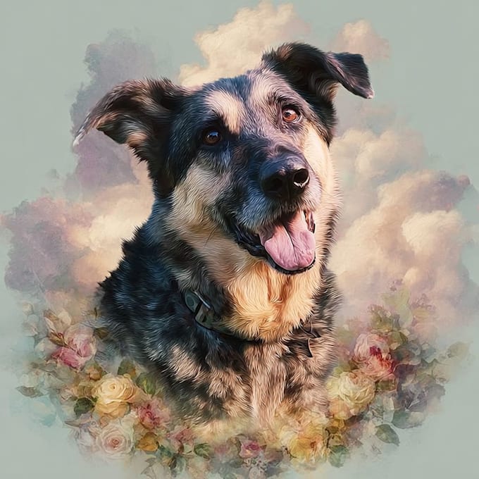 create hand draw a custom memorial pet portrait from photo