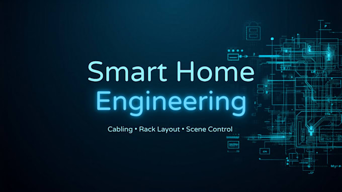 design smart home engineering drawing with cabling and rack layout scene control
