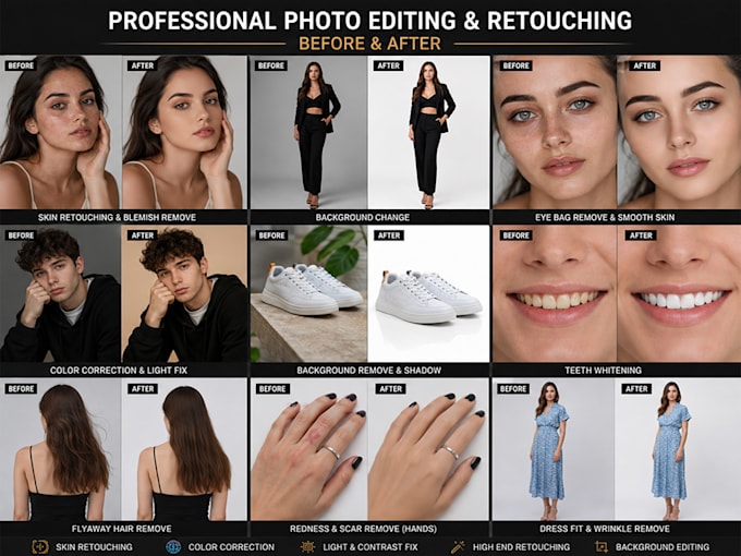 do high quality skin retouching and lookbook photo editing