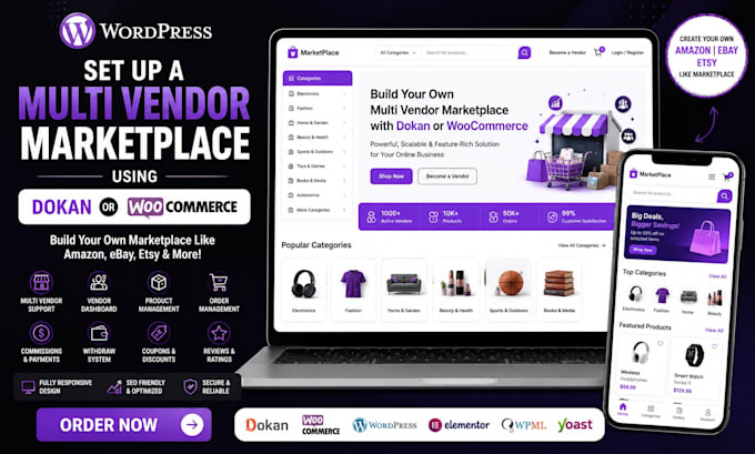 set up a multi vendor marketplace using dokan or woocommerce