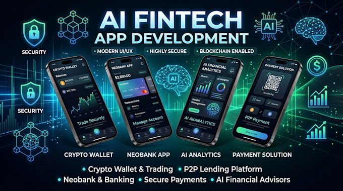develop ai fintech app, crypto wallet, p2p lending, neobank payment app