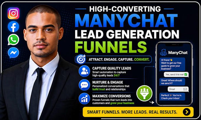 manychat lead generation funnel chatbot automation setup