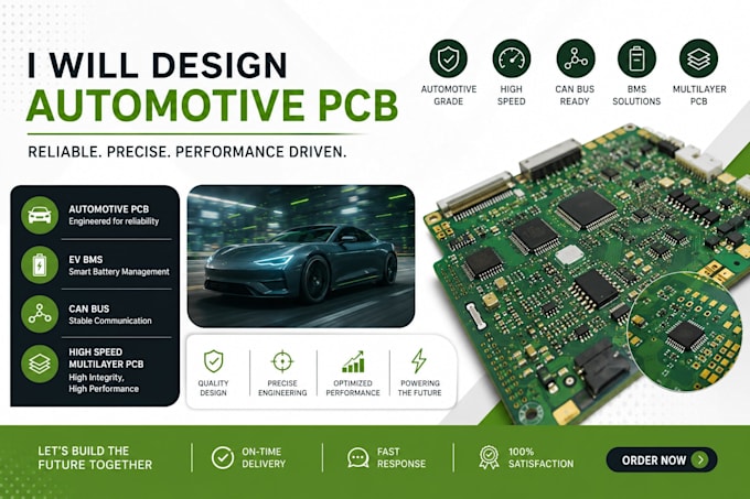design automotive pcb layout and develop embedded firmware