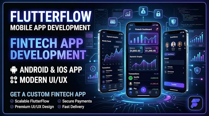 develop flutterflow mobile app, fintech app, flutter app UI UX design