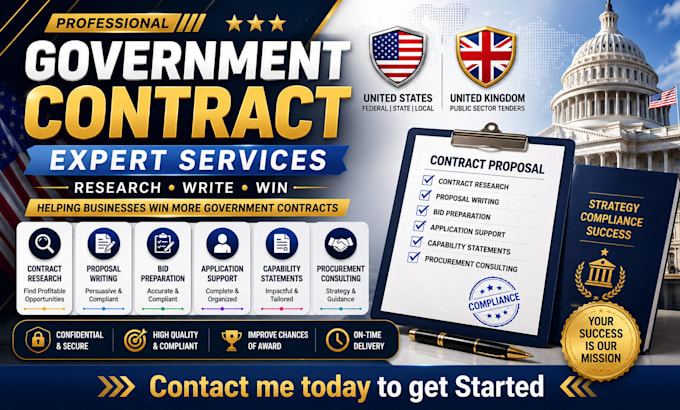 research government contracts and write winning bid proposals
