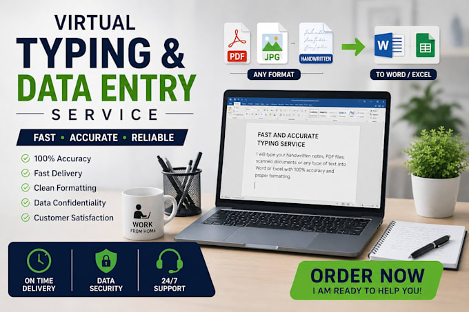 do fast and accurate typing, data entry and document conversion