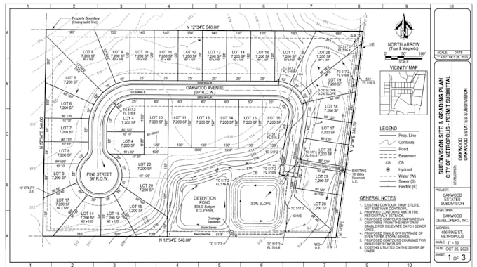 draw site plan, plot plan, grading plan, subdivision plan for city permit