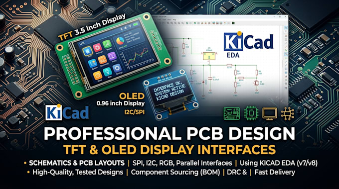design tft and oled display interface pcb layouts and schematics using kicad