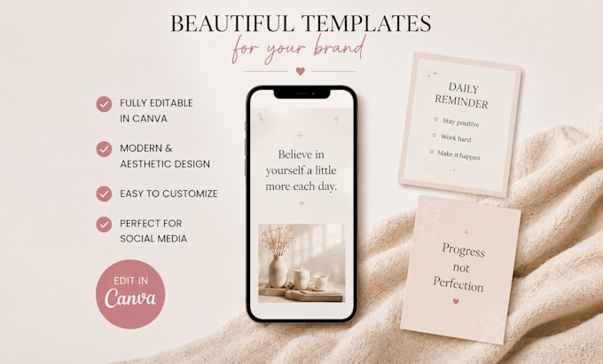 design a feminine self care planner in canva