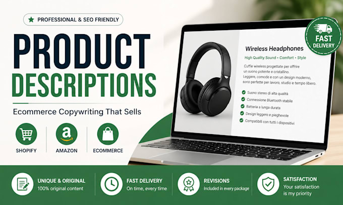 write shopify, etsy and ecommerce description in copywriting