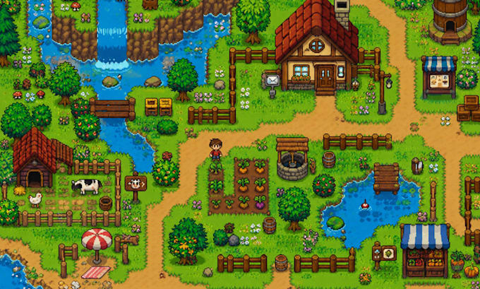 do 2d pixel art tileset game asset background spritesheet game environment
