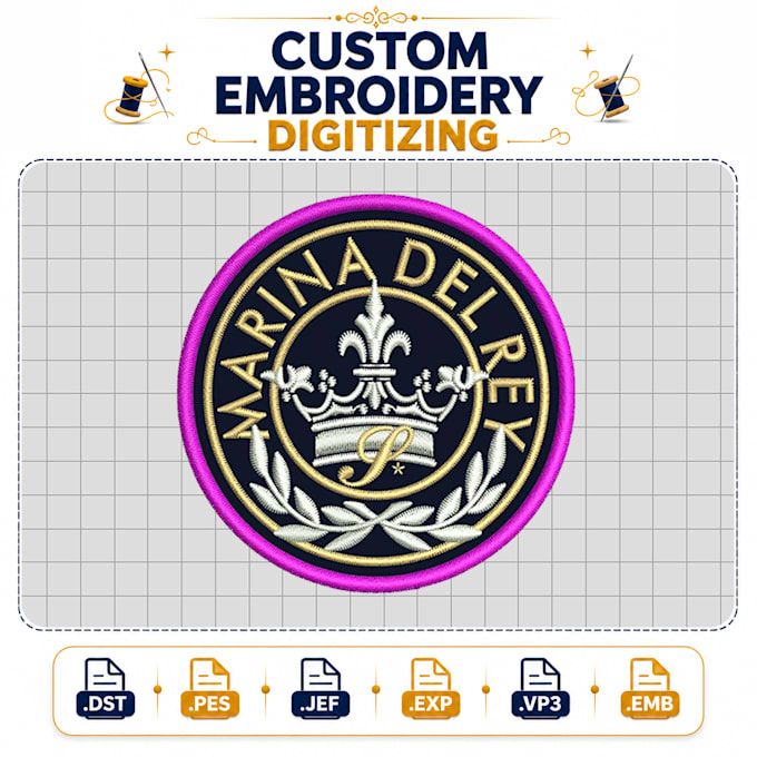 embroidery digitizing, logo digitizing, dst, pes, 3d puff