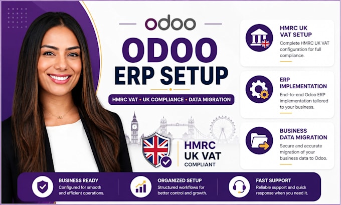 odoo erp implementation setup hmrc uk vat compliance and business data migration