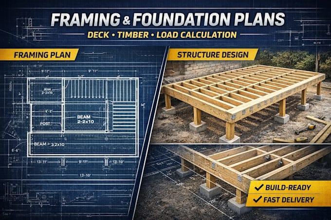 draw foundation framing plan deck drawing timber structure load calc plot plan