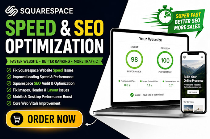 fix slow squarespace websites and optimize speed, SEO and performance