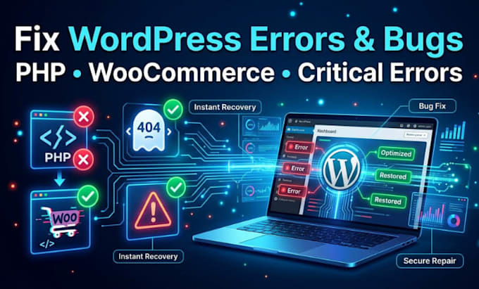 fix wordpress php bugs woocommerce crash debug malware recovery speed repair