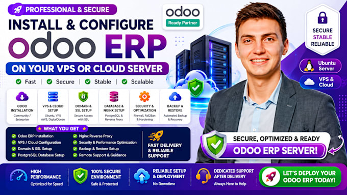 install and configure odoo erp on your vps or cloud server