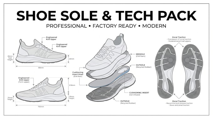 design shoe sole and tech pack