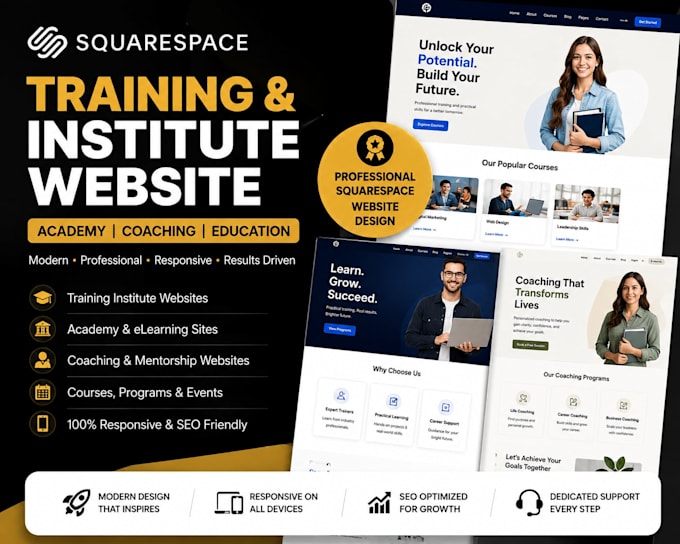 design squarespace training institute website academy website coaching website