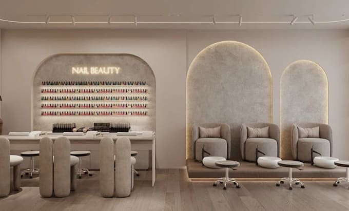 do cgi spa interior design, hair salon with 3d rendering
