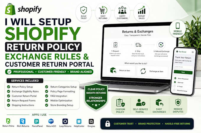 l setup shopify return policy exchange rules and customer return portal gorgias