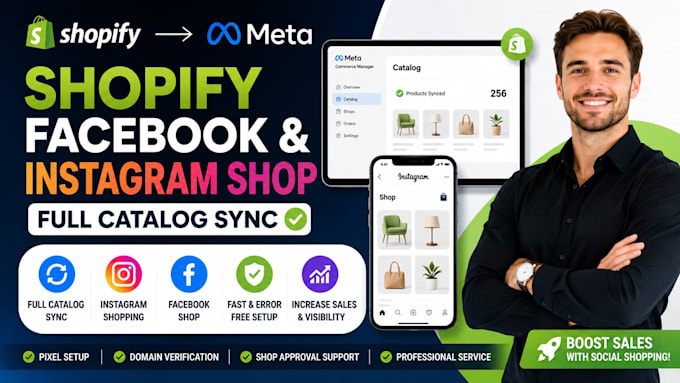 setup shopify facebook and instagram shop with full catalog sync