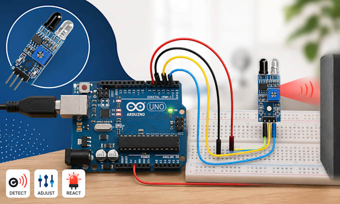 design arduino fritzing schematic, breadboard wiring diagram, ir sensor circuit