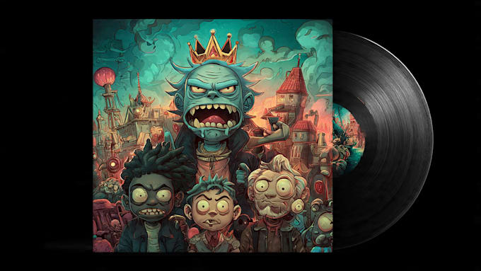 drawing cartoon album cover or mixtape cover, artwork