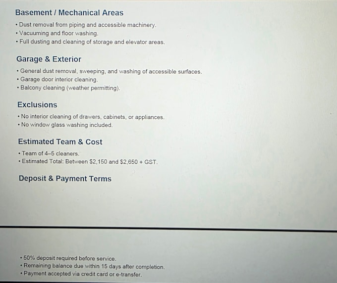 create professional cleaning service estimates