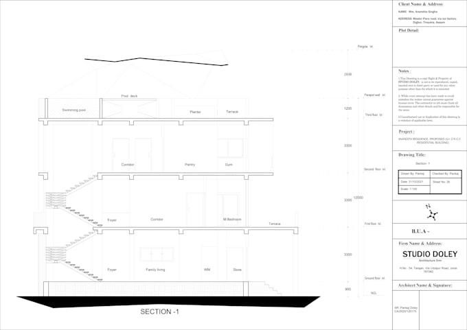draw 2d elevation and sectiuon and details drawing