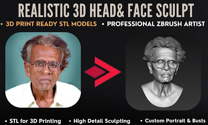 create realistic 3d head and face sculpt models for 3d printing in zbrush
