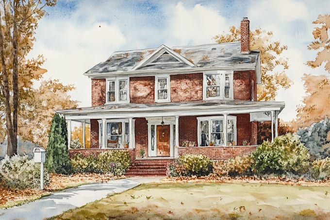 paint watercolor house portrait