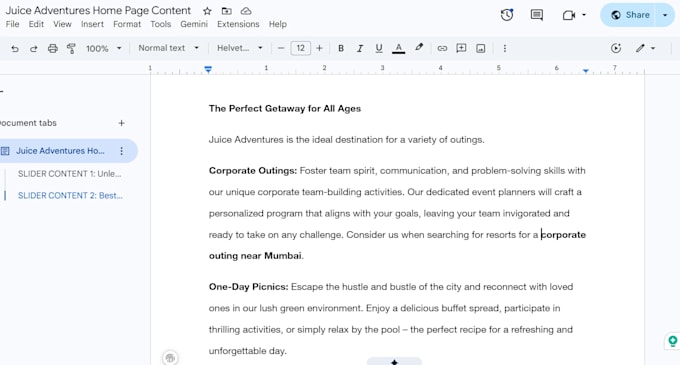 write website copy and landing page content