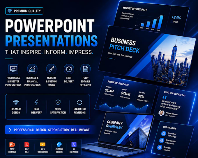 design a modern pitch deck presentation