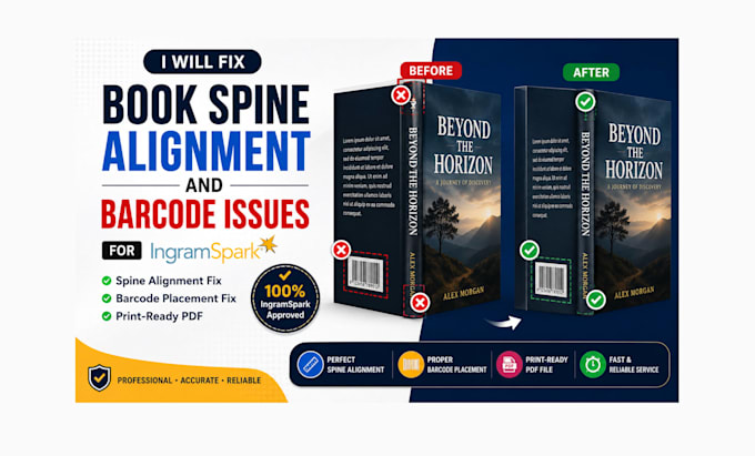 fix book spine alignment and barcode issues for ingram spark