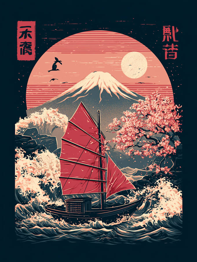 do a japanese t shirt illustration