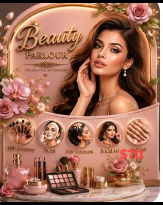 design luxury beauty salon poster bridal makeup and spa flyer