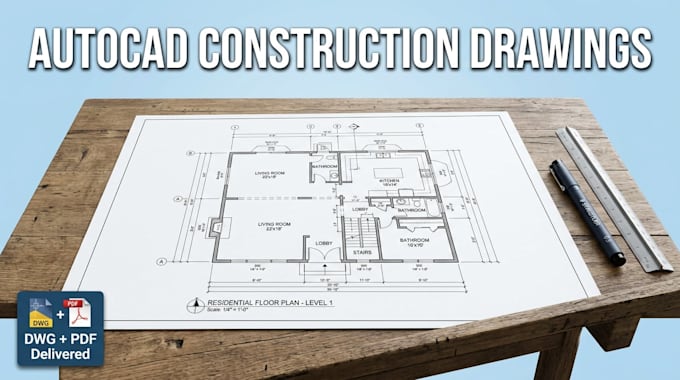 do autocad construction drawing floor plan 2d cad drafting blueprint design