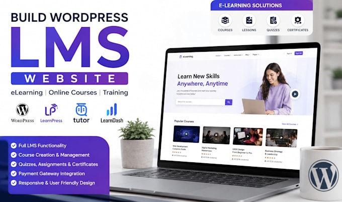 build wordpress lms website elearning learnpress tutor learndash online coaching