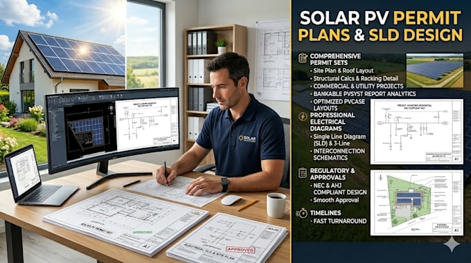 draft solar permit plans, slds, rooftop and ground mount designs
