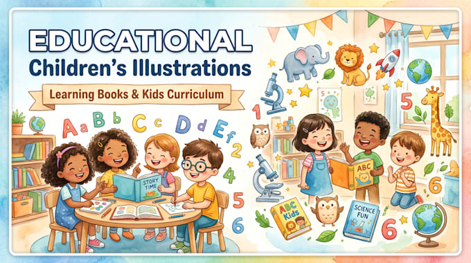 create educational children illustrations for learning books and kids curriculum