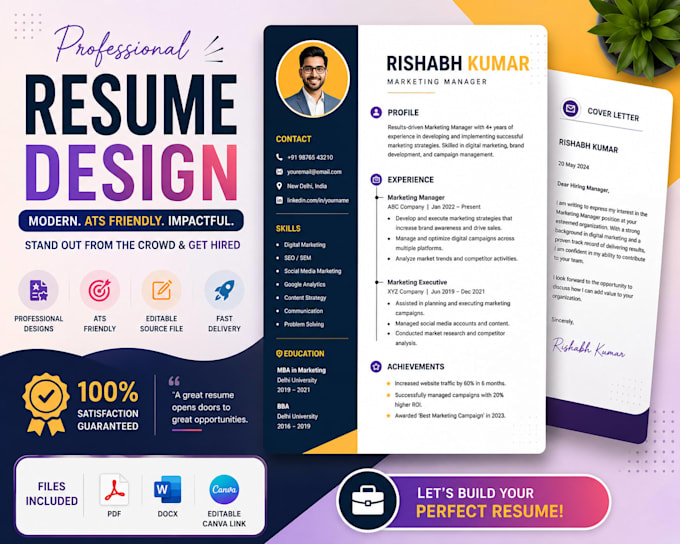 design professional canva resume for students and freshers