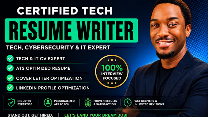 write a professional tech resume, IT  cybersecurity resume optimize cover letter