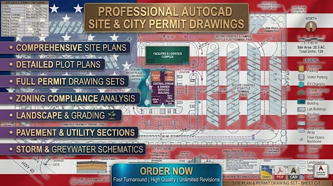 create professional autocad site plan, plot plan and city permit drawings