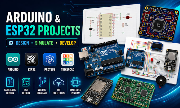 design arduino esp32 pcb circuit design, schematic, wiring diagram, iot projects