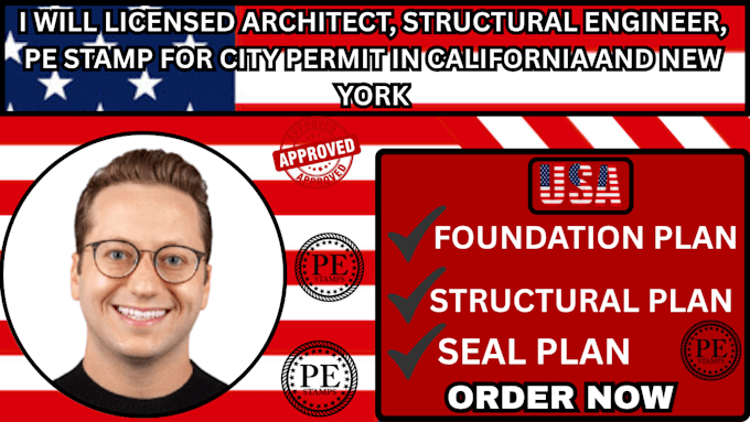 licensed architect, structural engineer, pe stamp for city permit in california